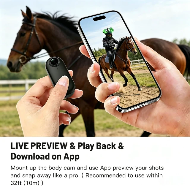 Alt view image 4 of 7 - 4K Equestrian POV Camera,Magnetic Hands-Free Necklace Camera,Waterproof Wearable Thumb Cameras with WiFi App,Helmet Cam for Bike/Motorbike and Sports,Horse Riding or Baseball(4k-black-128g)