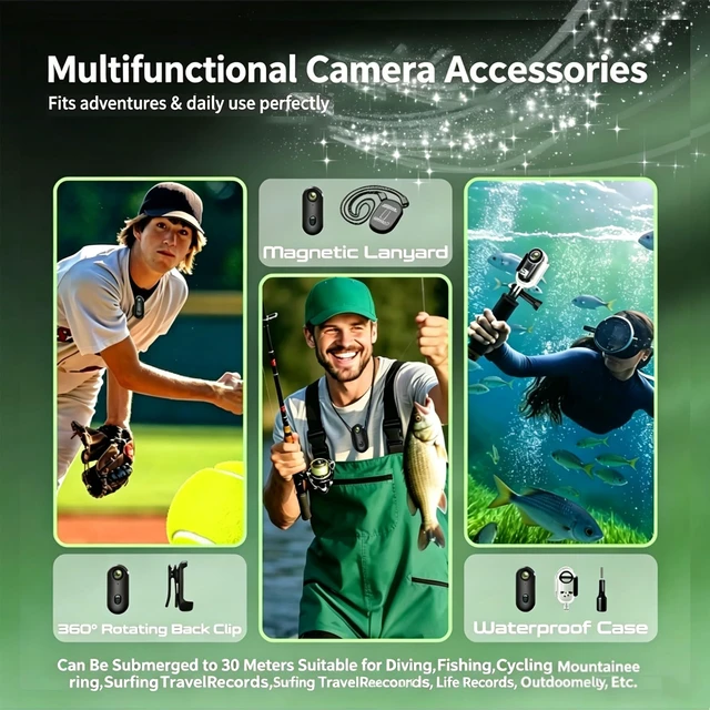 Alt view image 7 of 7 - 4K Equestrian POV Camera,Magnetic Hands-Free Necklace Camera,Waterproof Wearable Thumb Cameras with WiFi App,Helmet Cam for Bike/Motorbike and Sports,Horse Riding or Baseball(4k-black-128g)