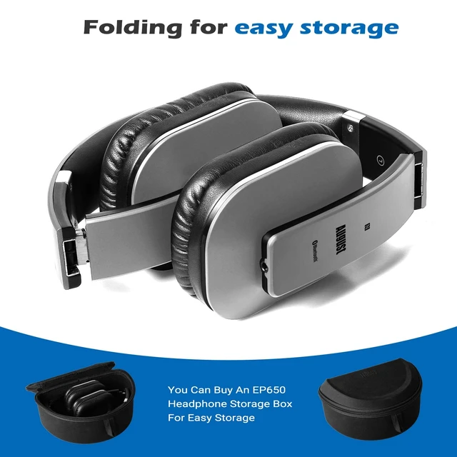 Alt view image 7 of 7 - EP650 Bluetooth Wireless Over-Ear Headphones - Silver aptX Low Latency, NFC, Multipoint Pairing, Wired Option, Built-in Microphone, Audio EQ