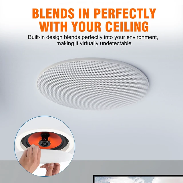 Alt view image 2 of 7 - 8 Inch in-Ceiling Speakers, 400W Peak (200W Each) Passive Flush Mount Speakers for Home Theater, Multi-Room Audio, Indoor & Covered Patio (2 Speakers)