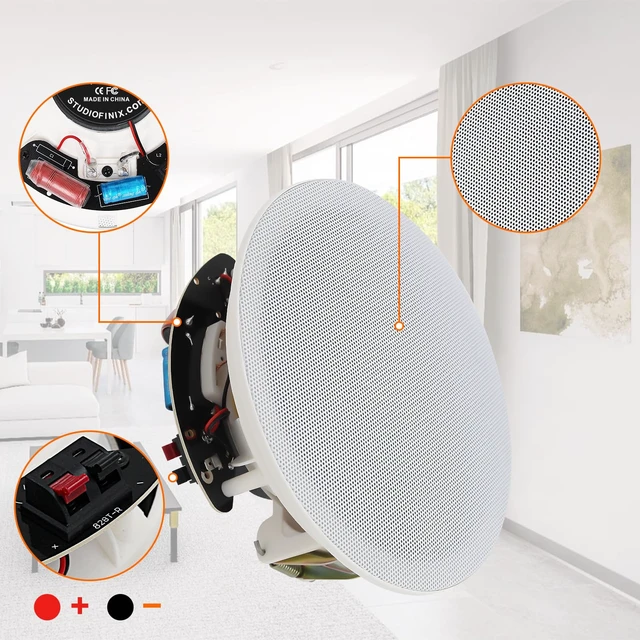 Alt view image 4 of 7 - 8 Inch in-Ceiling Speakers, 400W Peak (200W Each) Passive Flush Mount Speakers for Home Theater, Multi-Room Audio, Indoor & Covered Patio (2 Speakers)
