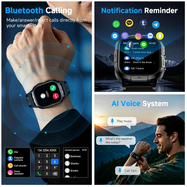 Alt view image 2 of 7 - Smart Watch for Men Fitness Tracker: Make Answer Call Military Smart Watches for Men Digital Watches Waterproof Running Step Smartwatch Android Phones iPhone Samsung Compatible SpO2 Heart Rate Monitor
