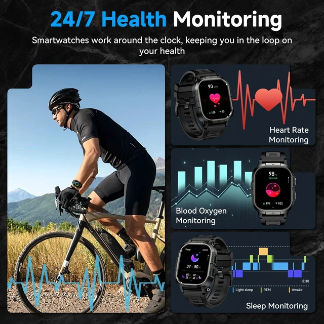 Alt view image 3 of 7 - Smart Watch for Men Fitness Tracker: Make Answer Call Military Smart Watches for Men Digital Watches Waterproof Running Step Smartwatch Android Phones iPhone Samsung Compatible SpO2 Heart Rate Monitor