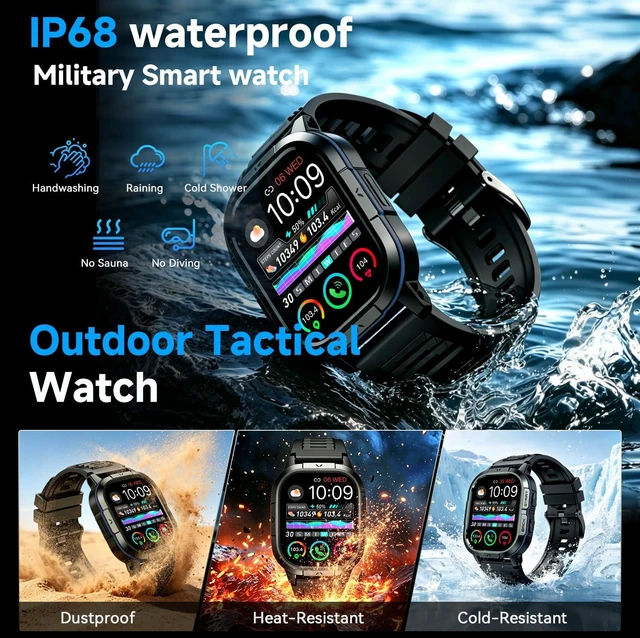 Alt view image 5 of 7 - Smart Watch for Men Fitness Tracker: Make Answer Call Military Smart Watches for Men Digital Watches Waterproof Running Step Smartwatch Android Phones iPhone Samsung Compatible SpO2 Heart Rate Monitor