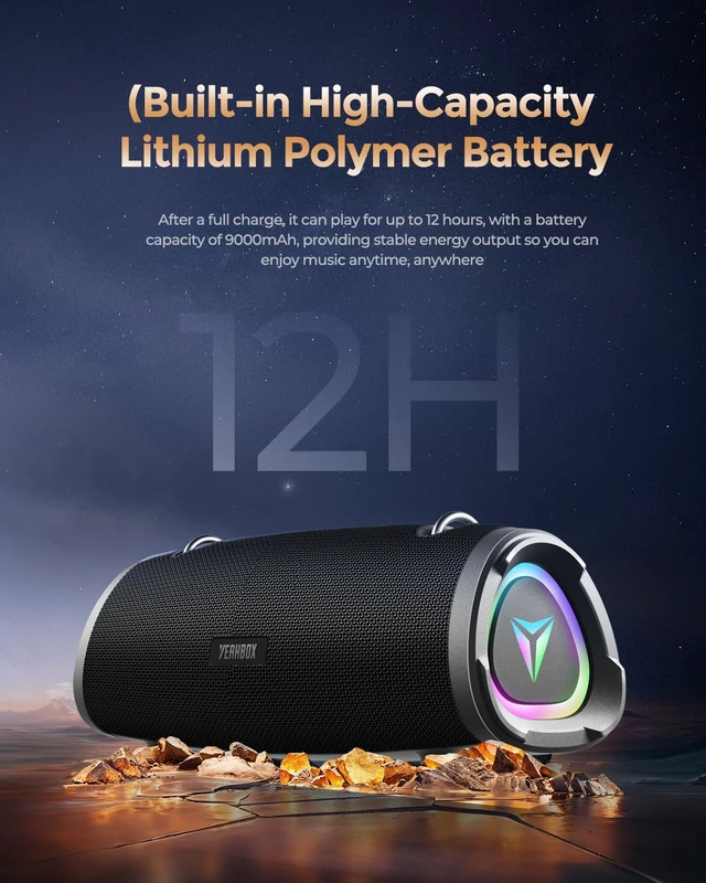Alt view image 7 of 7 - P100 100W Portable Bluetooth Speaker, Outdoor Speaker, RGB Deep bass stereo sound, Bluetooth 5.3, AUX/TF card, shoulder strap, up to 12H playtime