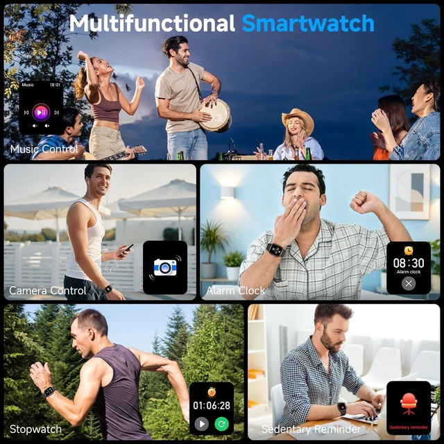 Alt view image 7 of 7 - Smart Watch for Men Fitness Tracker: Make Answer Call Military Smart Watches for Men Digital Watches Waterproof Running Step Smartwatch Android Phones iPhone Samsung Compatible SpO2 Heart Rate Monitor