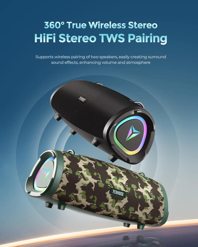 Alt view image 6 of 7 - P100 100W Portable Bluetooth Speaker, Outdoor Speaker, RGB Deep bass stereo sound, Bluetooth 5.3, AUX/TF card, shoulder strap, up to 12H playtime