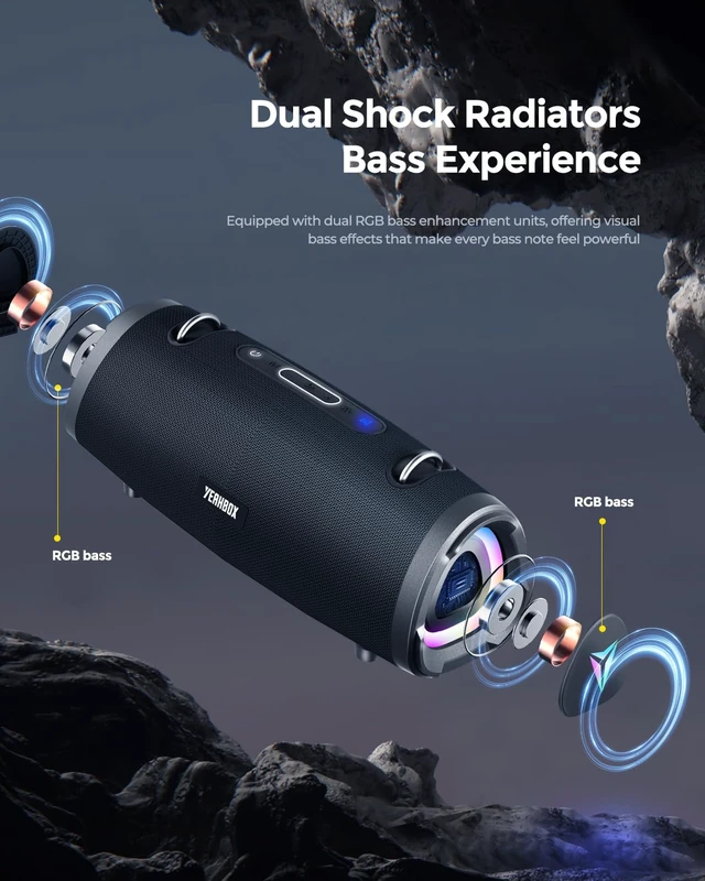 Alt view image 5 of 7 - P100 100W Portable Bluetooth Speaker, Outdoor Speaker, RGB Deep bass stereo sound, Bluetooth 5.3, AUX/TF card, shoulder strap, up to 12H playtime