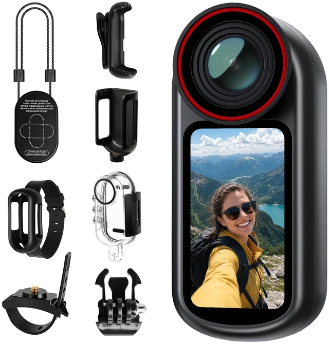 Main image of 4K Mini Body Camera with 1.5" Screen, WiFi Magnetic Wearable POV EIS 6-axis stabilization, Bluetooth connectivity, hands-free audio recording. Clip-on mount for cycling and vlogging