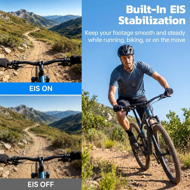 Alt view image 4 of 7 - 4K Mini Body Camera with 1.5" Screen, WiFi Magnetic Wearable POV EIS 6-axis stabilization, Bluetooth connectivity, hands-free audio recording. Clip-on mount for cycling and vlogging