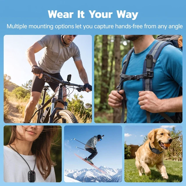 Alt view image 5 of 7 - 4K Mini Body Camera with 1.5" Screen, WiFi Magnetic Wearable POV EIS 6-axis stabilization, Bluetooth connectivity, hands-free audio recording. Clip-on mount for cycling and vlogging