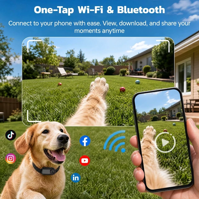 Alt view image 7 of 7 - 4K Mini Body Camera with 1.5" Screen, WiFi Magnetic Wearable POV EIS 6-axis stabilization, Bluetooth connectivity, hands-free audio recording. Clip-on mount for cycling and vlogging