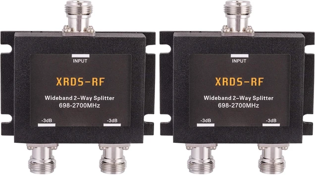 Main image of Wide-Band 2 Way Splitter-3dB N Type Female-50 Ohm Cellular Signal Splitter for 4G/LTE System by -RF (NOT for TV) (Pack of 2)