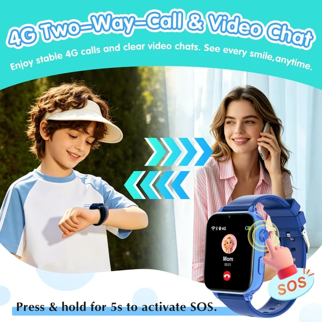 Alt view image 3 of 7 - Kids Smart Watch 4G with GPS Tracker for Boys Girls, Smartwatch for Kids Vioce Video Call SOS for Children 4-12 Bithday Gift