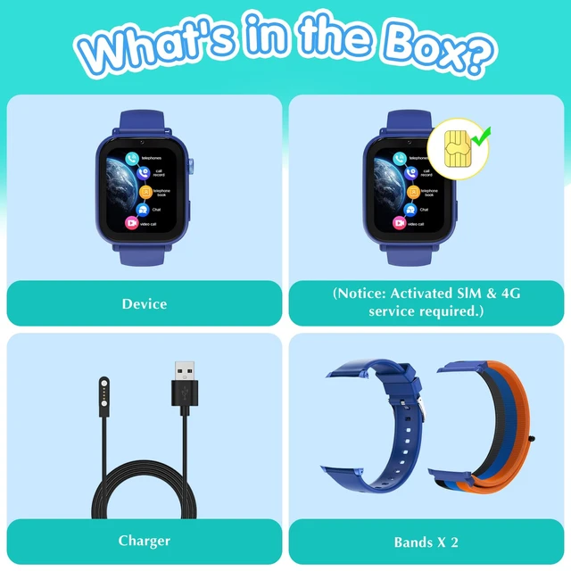 Alt view image 6 of 7 - Kids Smart Watch 4G with GPS Tracker for Boys Girls, Smartwatch for Kids Vioce Video Call SOS for Children 4-12 Bithday Gift
