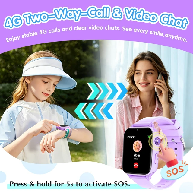 Alt view image 3 of 7 - Kids Smart Watch 4G with GPS Tracker for Boys Girls, Smartwatch for Kids Vioce Video Call SOS for Children 4-12 Bithday Gift