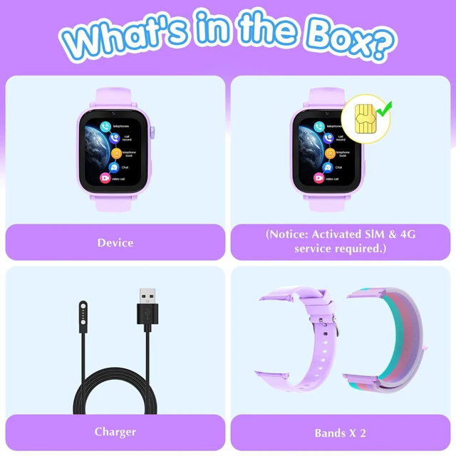 Alt view image 6 of 7 - Kids Smart Watch 4G with GPS Tracker for Boys Girls, Smartwatch for Kids Vioce Video Call SOS for Children 4-12 Bithday Gift