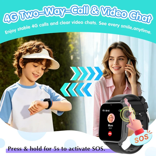 Alt view image 3 of 7 - Kids Smart Watch 4G with GPS Tracker for Boys Girls, Smartwatch for Kids Vioce Video Call SOS for Children 4-12 Bithday Gift