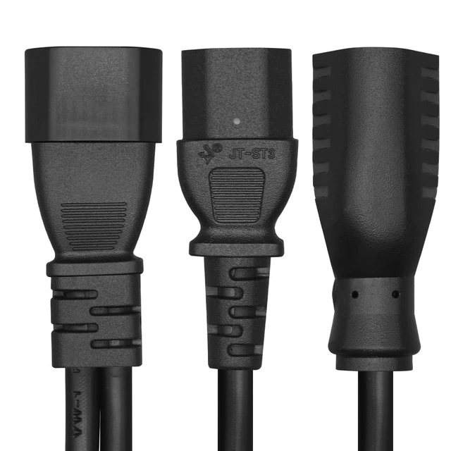 Alt view image 2 of 7 - C14 Male to C13 + NEMA 5-15R Y-Splitter Power Cord, 10Packs 1FT/0.32M, 10A 250V, For Server, PDU, UPS, Desktop, Monitor, Small Appliances, AC Power Adapter Cable