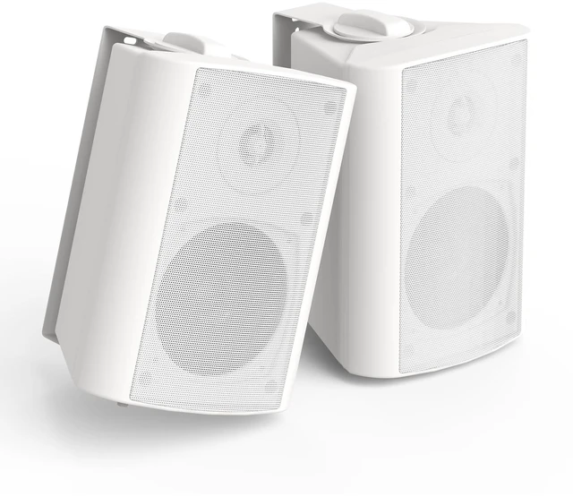 Main image of 4 Inch 200 Watt Outdoor Indoor Bluetooth Speakers, Wall Mount Waterproof Wired for Patio, Deck, Yard, Garage (White)