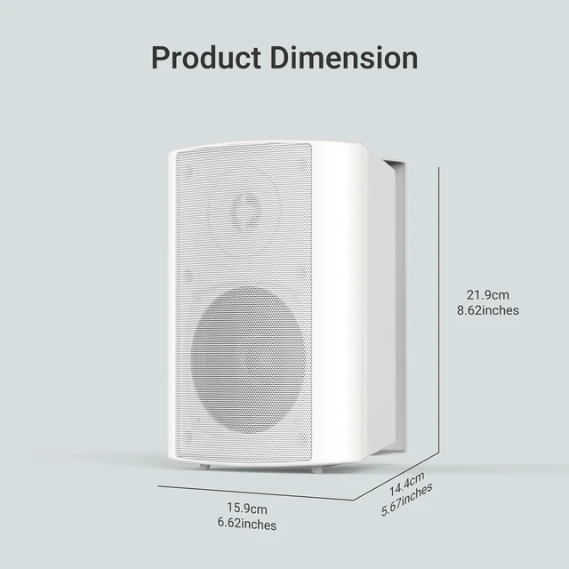 Alt view image 5 of 6 - 4 Inch 200 Watt Outdoor Indoor Bluetooth Speakers, Wall Mount Waterproof Wired for Patio, Deck, Yard, Garage (White)