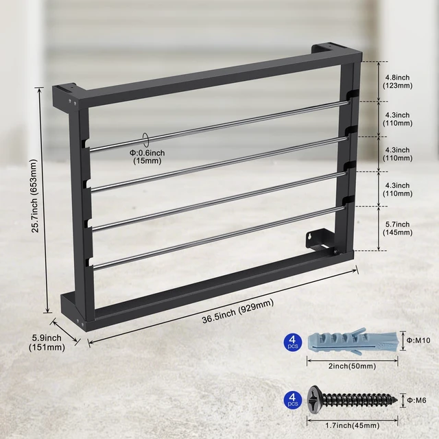Alt view image 5 of 7 - Portable Wire Spool Rack - Heavy-Duty Steel Cable Dispenser with 4 Adjustable Rods, Spool Rack Holder for Efficient Storage & Dispensing (B: Wall-mounted Wire Spool Holder (4 Rods))