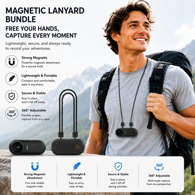 Alt view image 5 of 7 - 4K Mini Body Camera - 4K Mini Body Camera - Thumb POV 64GB Camwith Audio & Video Recording, 6-Axis Image Stabilization, Wearable Hands-Free Chest Pov Recording - For Cap Shirt Outoor Cycling Skiing