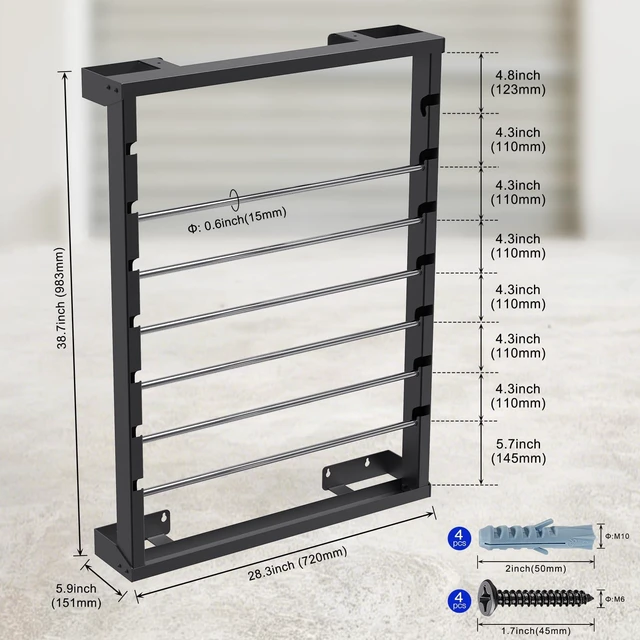 Alt view image 5 of 7 - Wall-mounted Wire Spool Holder Heavy-Duty Steel Cable Dispenser, 6 Rods, Adjustable, Efficient Storage & Dispensing