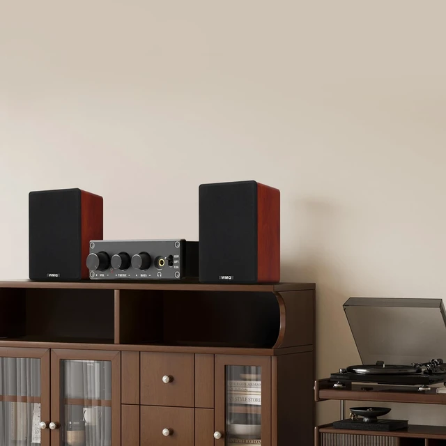 Alt view image 7 of 7 - 40W*2 Passive Bookshelf Speakers for Home Theater Surround Sound, Stereo, and Passive Near Field Monitor, 2-WayRequires a Receiver or Amplifier (Brown, Pair)