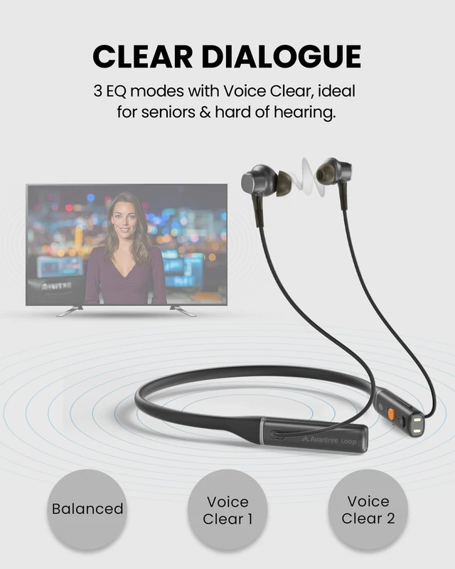Alt view image 5 of 7 - Loop - Next-Gen Auracast & Bluetooth Neckband Earbuds Low Latency Audio, 3 EQ Modes with Voice Clear, Comfortable All-Day Wear for TV, PC, Phone & Auracast Public Venues