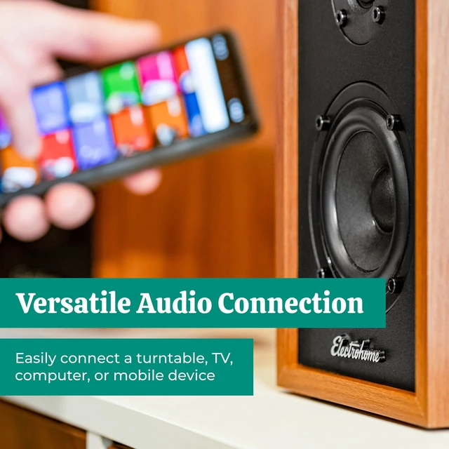 Alt view image 3 of 7 - Berkeley 2.0 Stereo Powered Bookshelf Speakers with Built-in Amplifier and 3" Drivers for Turntable, TV, PC and Wireless Music Streaming Featuring Bluetooth 5, RCA and Aux (EB20)