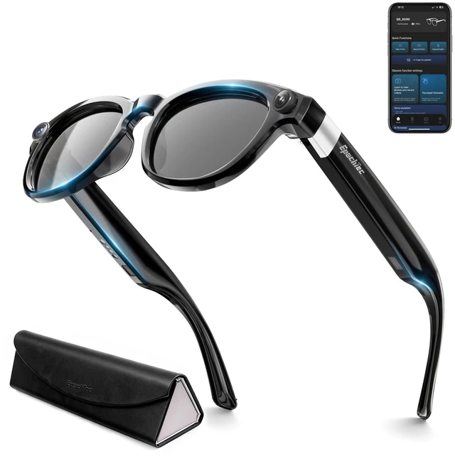 Main image of AI Smart Glasses with Camera 8MP 4K 1200P Video Recording, Sunglasses 0.1s Real-Time Translation Glasses, UV400 & Anti-Blue Light, Bluetooth Glasses for Men Women, Glossy Finish