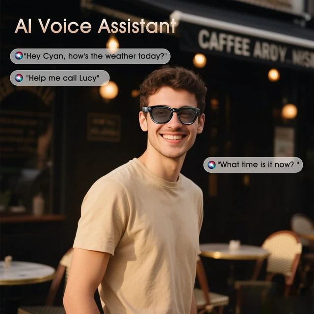 Alt view image 6 of 7 - AI Smart Glasses with Camera 8MP 4K 1200P Video Recording, Sunglasses 0.1s Real-Time Translation Glasses, UV400 & Anti-Blue Light, Bluetooth Glasses for Men Women, Glossy Finish