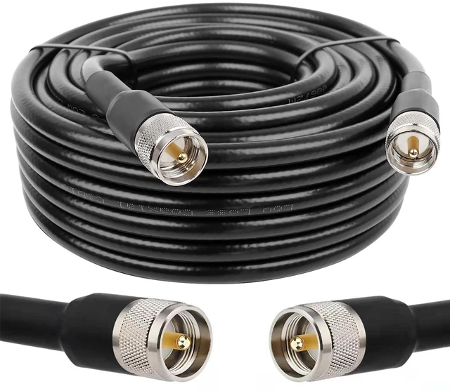 Main image of 75FT RG8 PL259 Coaxial Cable - Male to Male, Low Loss UHF Cable for CB, HAM, VHF Radios, SWR Meter, Antenna Analyzer