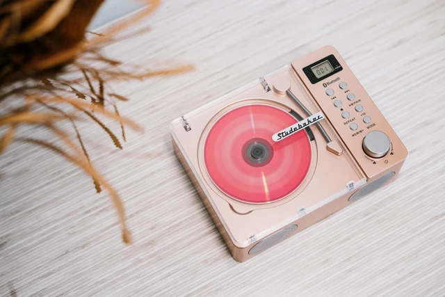 Alt view image 7 of 7 - SB3720 Portable Stereo Bluetooth CD Player with MP3 Playback, FM Radio, USB, and Built-in Rechargeable Battery (Rose Gold)