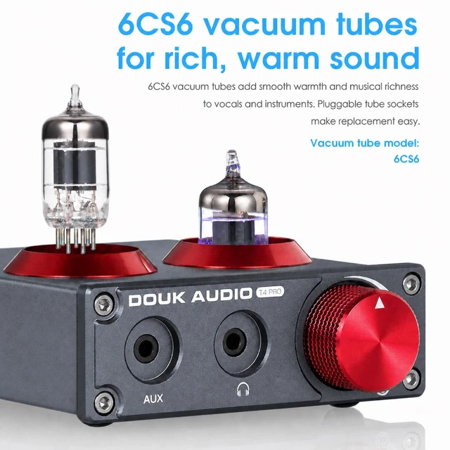 Alt view image 3 of 7 - Tube Phono Preamp: 6CS6 Headphone Amp for Turntable (T4 PRO) MM Input & 3.5mm AUX, RIAA EQ, 105dB SNR, NE5532 Output 150mW 32-300, Aluminum Vintage Chassis for Vinyl Player Home Stereo