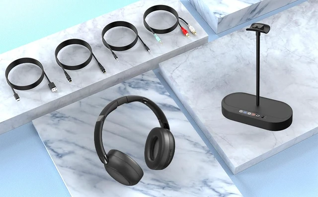 Alt view image 4 of 7 - Jersoon Duet - Dual 2.4GHz RF Wireless Headphones for TV Watching with Transmitter & Charging Dock, Clear Voice & Loud Volume for Seniors and the Hard of Hearing, Easy Plug & Play Setup