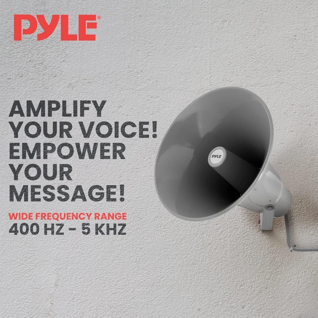 Alt view image 6 of 7 - 50W Compact PA Horn Speaker - 13.5 Inch Indoor/Outdoor Megaphone with 400Hz-5KHz Range, 8 Ohm, 70V Transformer & Mounting Bracket for 70V Sound Systems (PHSP131T)