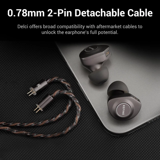 Alt view image 6 of 7 - Delci 10mm DLC+PU Dynamic Driver in-Ear Monitors, Hi-Fi Wired Earphones with Interchangeable Tuning Nozzles, CNC Aluminum Wired Earphones, Detachable Hybrid 164-Core Silver-Plated Cabl (3.5mm)