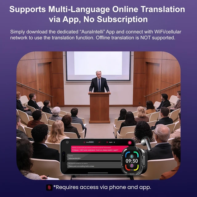 Alt view image 6 of 7 - NE70 AI Translator Earbuds, Bluetooth 6.0, LCD Touch Screen, Semi In-Ear | 60H Playtime, HiFi Sound, Audifonos Traductores Inglés Español 165 Languages Online Translation for Travel Commute Sports
