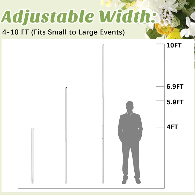 Alt view image 3 of 6 - 1 Pcs 4-10ft Adjustable Crossbar for Backdrop Stand Double Layer Support Bar Fits Pipe and Drape Systems for Wedding Backdrops, Parties, Photo Booths and Events