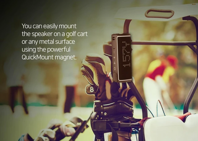 Alt view image 5 of 6 - GOLFBUDDY Voice XL Magnetic GPS Speaker - Distances Visible, Rich Sound with 20W Woofer & 10W Tweeter, Clip-on Remote Controller, Attachable to Cart, 10 Hours Battery Life, IPX6 Waterproof