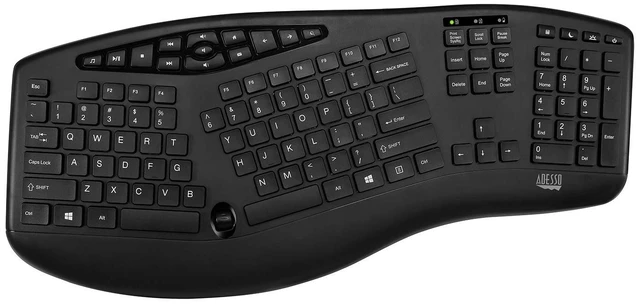 Alt view image 2 of 6 - WKB-1600CB TruForm Wireless Ergonomic Keyboard & Optical Mouse Combo Media, Split Design, Adjustable DPI, 24 GHz RF Technology, Multimedia Hotkeys