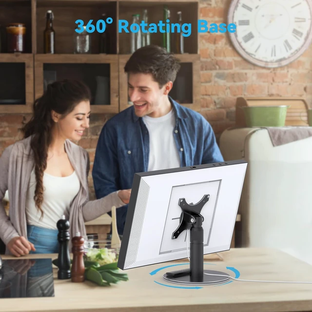 Alt view image 2 of 7 - Desk Stand for Echo Show 21/Echo Show 15, Raise Up to 9.5" from Desk Adjustable Height, 360° Swivle and Tilt Mount, Aluminum, No Tool Required, Stable Centered Rod, Ideal for Kitchen, Black