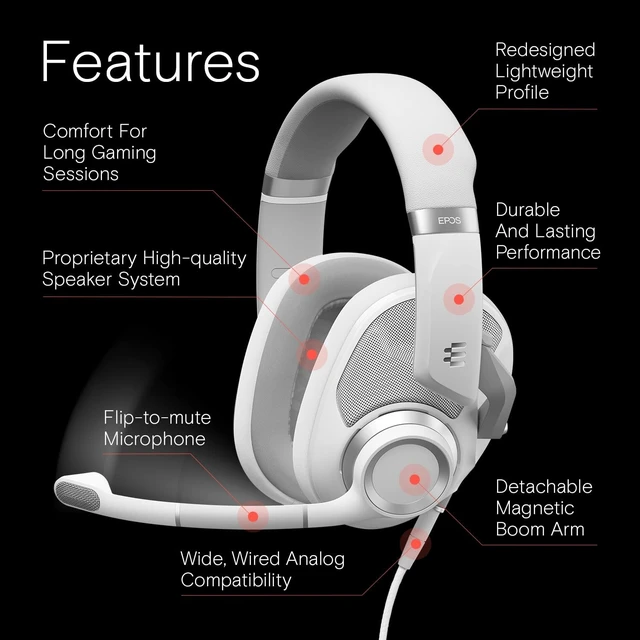 Alt view image 3 of 7 - H6Pro - Open Acoustic Gaming Headset with Mic - Lightweight Headband - Comfortable & Durable Design - Xbox - PS4 - PS5 - PC/Windows Headset - Gaming Accessories (White)