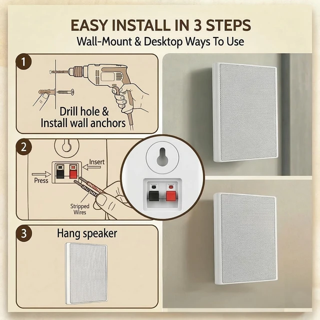 Alt view image 7 of 7 - 5.25" 240W Ultra-Slim Home Theater Wall Speakers (A Pair, White) - Wall-Mountable Design with Crisp Clear Sound and Durable Construction for Immersive Home Entertainment