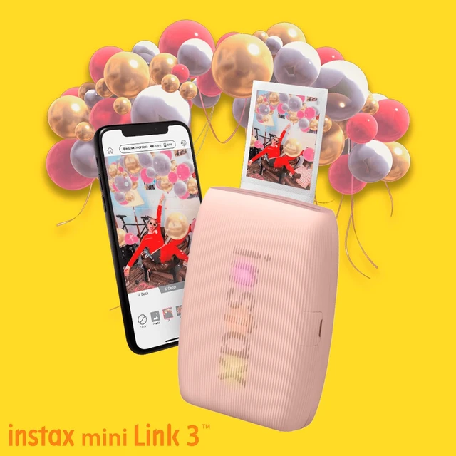 Alt view image 2 of 7 - Instax Mini Link 3 Compact Smartphone Printer Bundle (Rose Pink) | Twin Film Pack, AiR Studio App, (3 items)