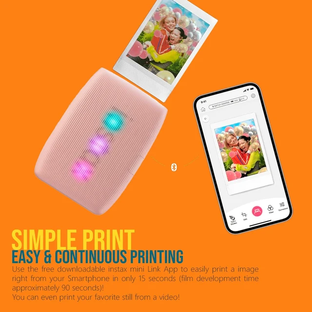 Alt view image 3 of 7 - Instax Mini Link 3 Compact Smartphone Printer Bundle (Rose Pink) | Twin Film Pack, AiR Studio App, (3 items)