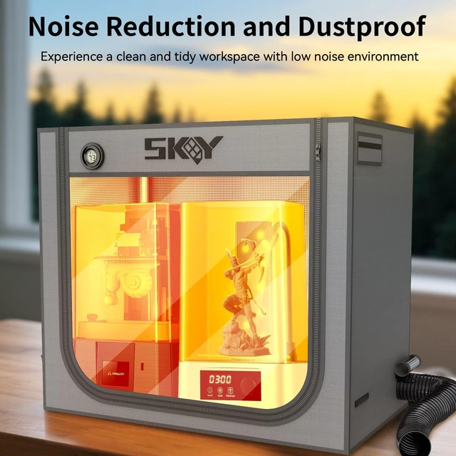 Alt view image 6 of 7 - Large Resin 3D Printer Enclosure with Ventilation Kit LED Light, 3D Printer Vented Enclosure Tent Cover Eliminate Odors Dustproof Isolate Noise Compatible with LCD Resin UV 3D Printer 33*18.9*28.7Inch