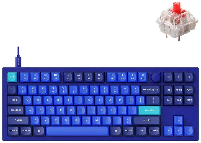 Main image of Q3 Wired Custom Mechanical Keyboard Knob Version, TKL Tenkeyless QMK/VIA Programmable Macro with Hot-swappable Gateron G Pro Red Switch Double Gasket Compatible with Mac Windows Linux (Blue)